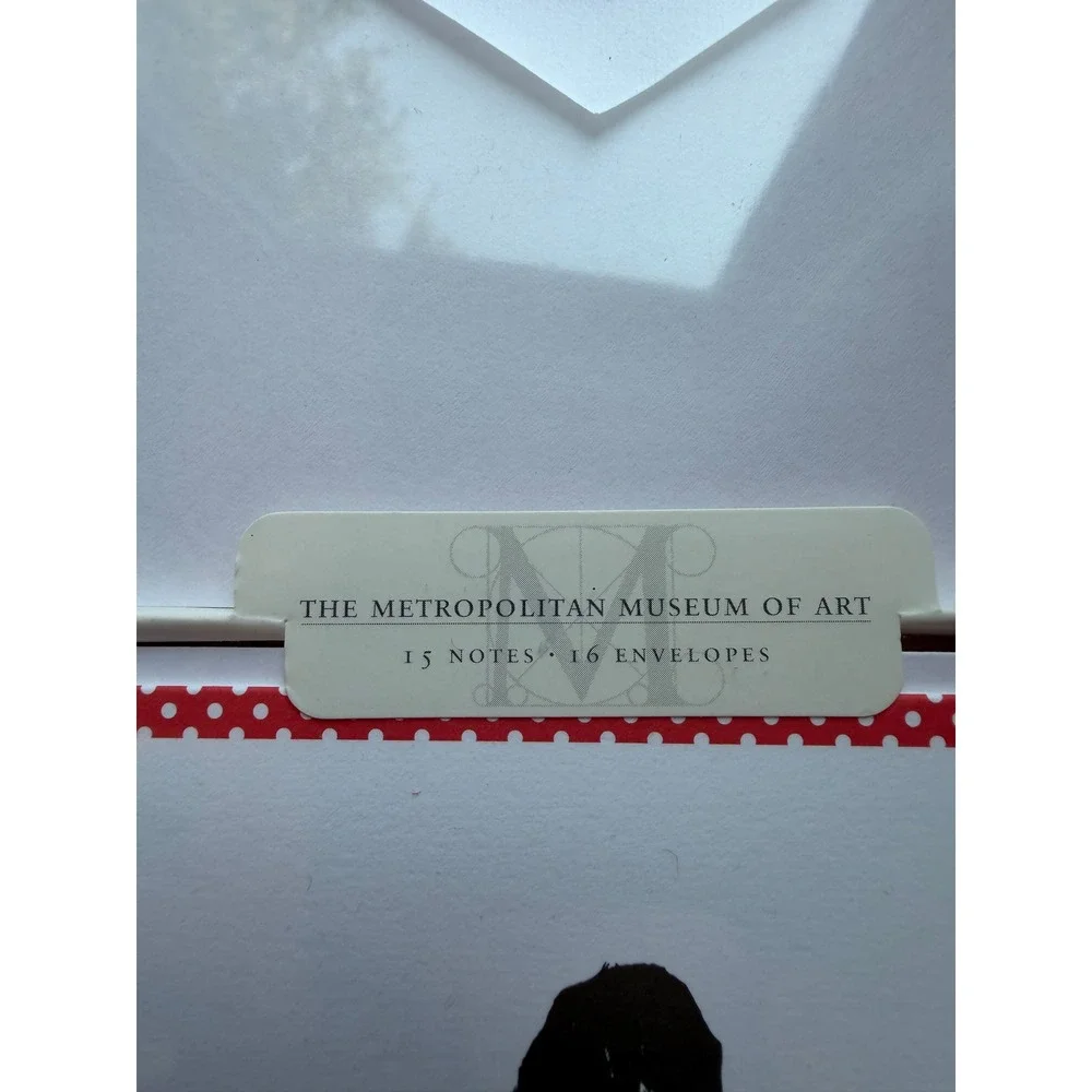 VTG Metropolitan Museum of Art Cat Note Cards  Red White Polka Dot Stationery